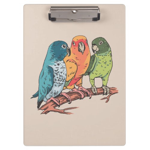 Three parrots illustration design clipboard