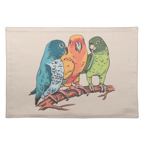 Three parrots illustration design cloth placemat