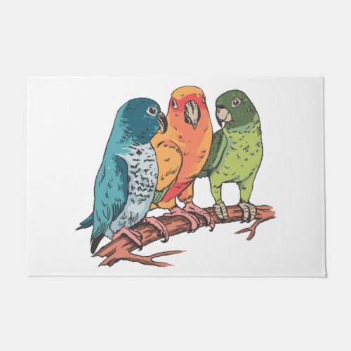 Three parrots illustration design doormat