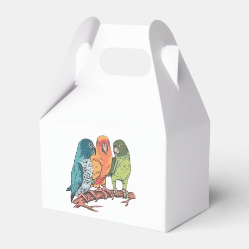 Three parrots illustration design favor boxes