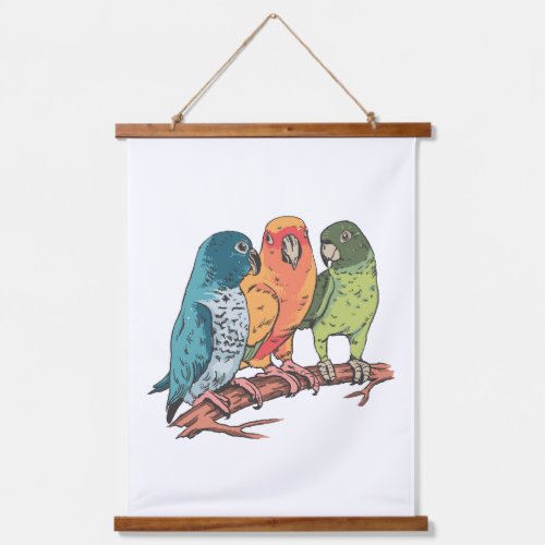 Three parrots illustration design hanging tapestry