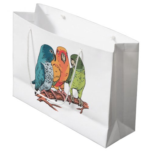 Three parrots illustration design large gift bag