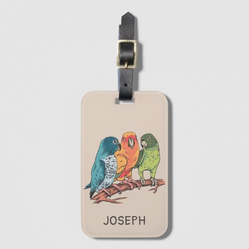 Three parrots illustration design luggage tag