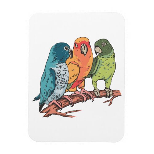 Three parrots illustration design magnet