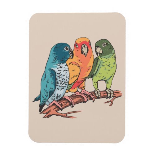 Three parrots illustration design magnet