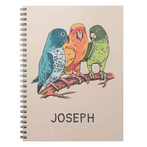 Three parrots illustration design notebook