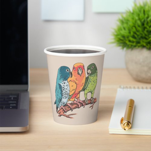 Three parrots illustration design paper cups