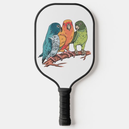 Three parrots illustration design pickleball paddle