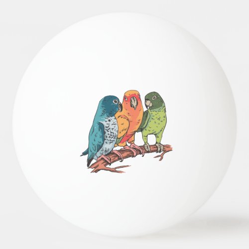 Three parrots illustration design ping pong ball