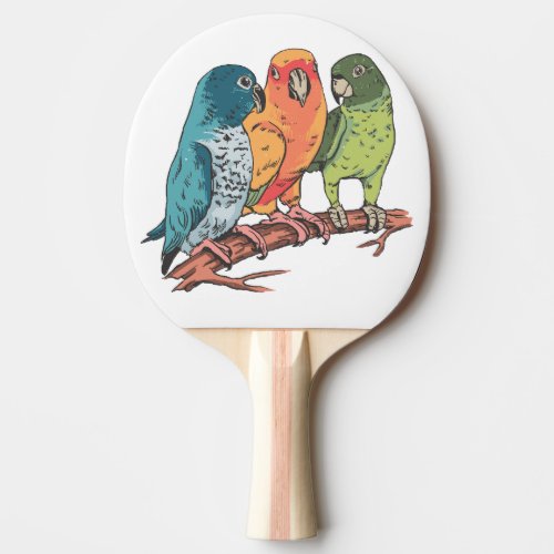 Three parrots illustration design ping pong paddle