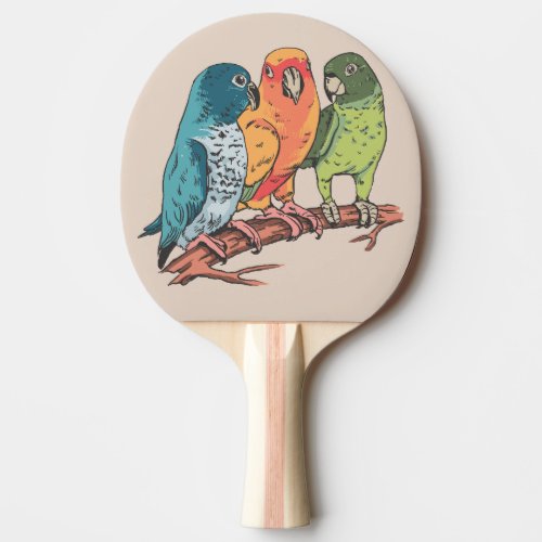 Three parrots illustration design ping pong paddle