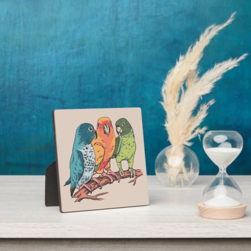Three parrots illustration design plaque