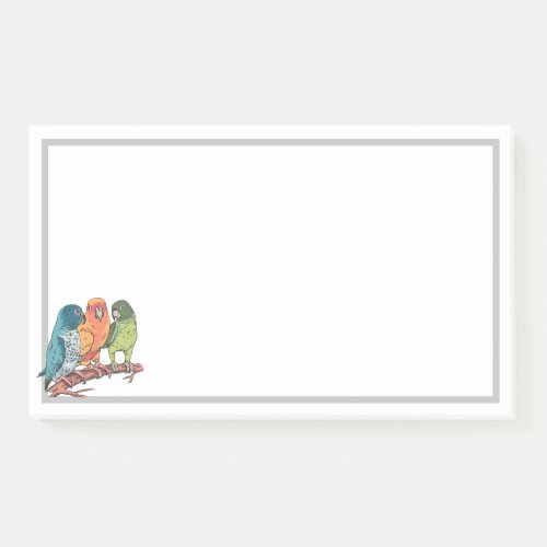 Three parrots illustration design post_it notes