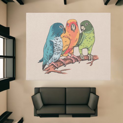 Three parrots illustration design rug