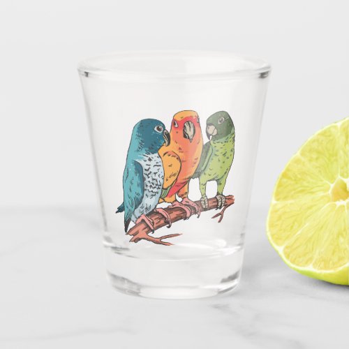 Three parrots illustration design shot glass