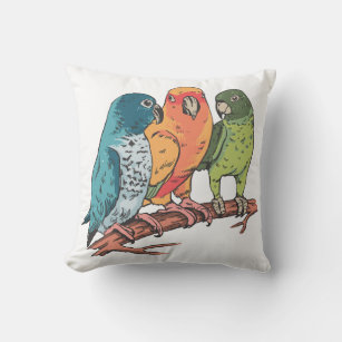 Three parrots illustration design throw pillow