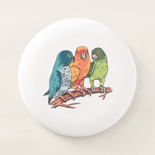 Three parrots illustration design Wham_O frisbee