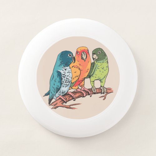 Three parrots illustration design Wham_O frisbee