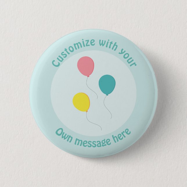 Three Party Balloons Custom text Button (Front)