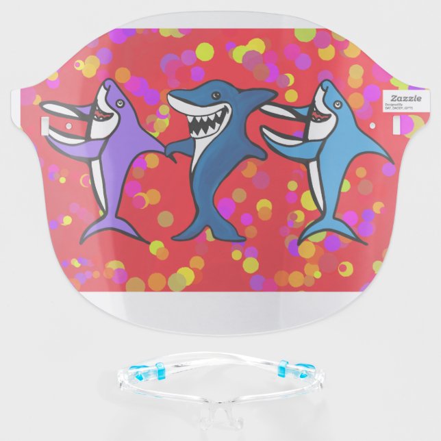 THREE PARTY SHARKS FACE SHIELD (Front w/Glasses)