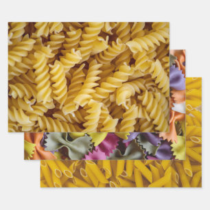 Three Pasta Photos Penne Fusilli Farfalle Wrapping Paper Sheets