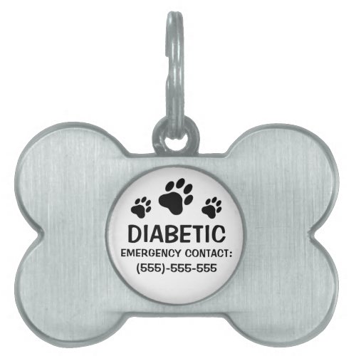 Three Paw Prints Diabetes Medical Alert Pet Tag