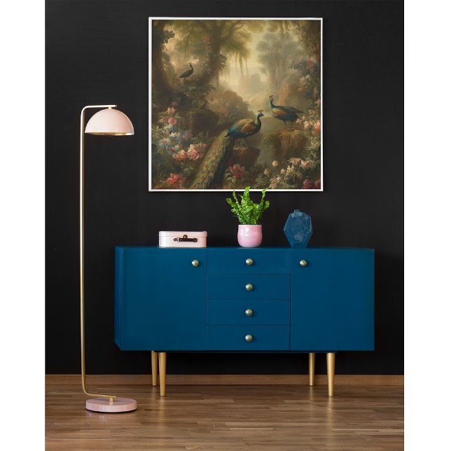 Three Peacocks in Enchanted Forest Oil Painting Poster (Creator Uploaded)