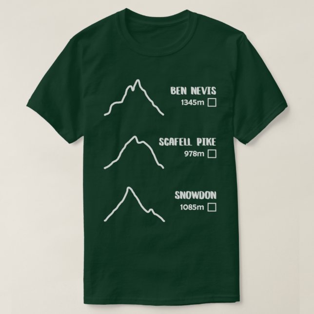 Three Peaks Challenge TickOff T-Shirt (Design Front)