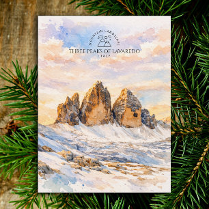 Three Peaks of Lavaredo   Watercolor Mountain  Postcard