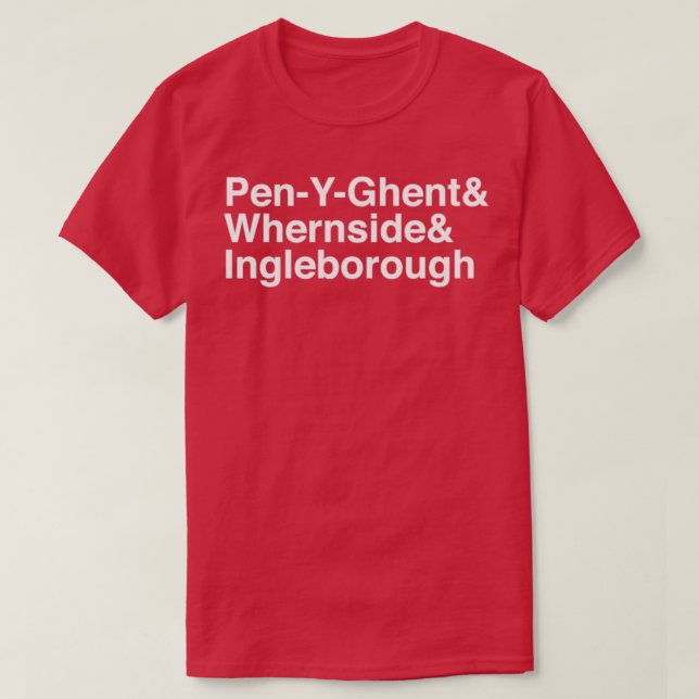 Three Peaks PenYGhent and Whernside and Ingleborou T-Shirt (Design Front)