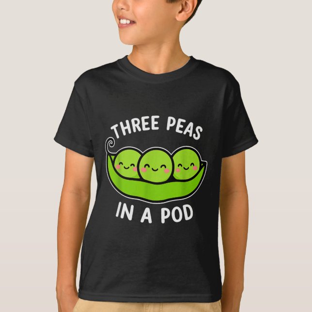 Three Peas In A D Cute Kawaii Funny  T-Shirt (Front)