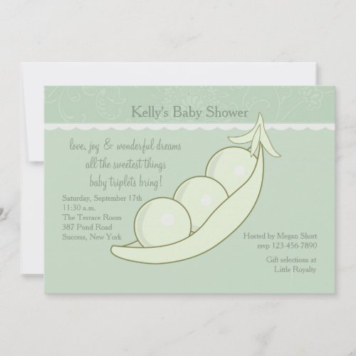 Three Peas in a Pod Baby Shower Invitation