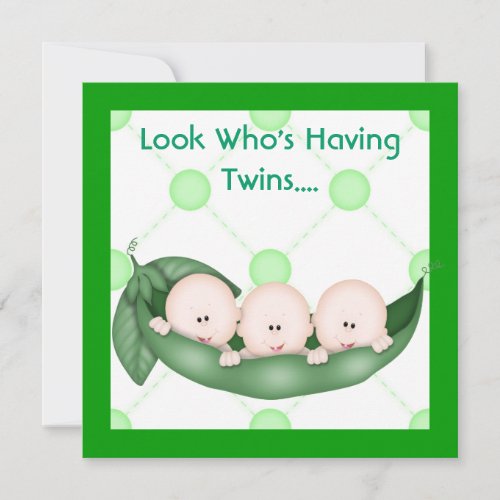 THREE PEAS IN A POD BABY SHOWER  INVITATION