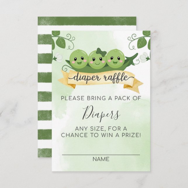 Three Peas in a Pod Diaper Raffle Card Insert (Front/Back)