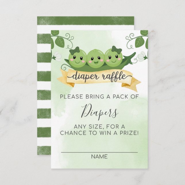 Three Peas in a Pod Diaper Raffle Card Insert (Front/Back)