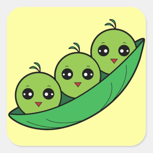 Three Peas in a Pod Square Sticker