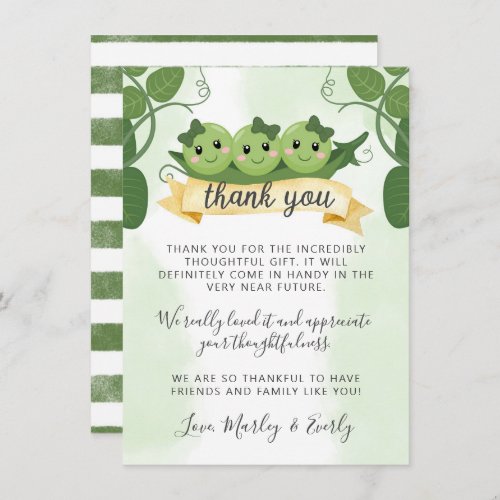 Three Peas In a Pod Thank You Card Note Triplets