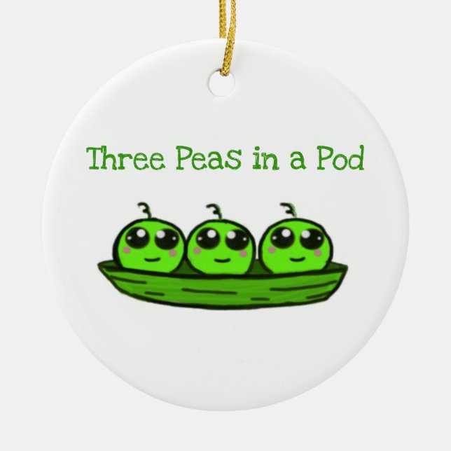 Three Peas in Pod Triplet Ornament Shower Gift (Front)