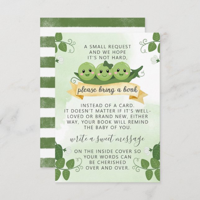 Three Peas Pod Books For Baby Request Card Insert (Front/Back)