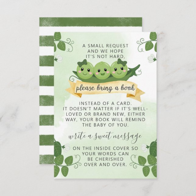 Three Peas Pod Books For Baby Request Card Insert (Front/Back)