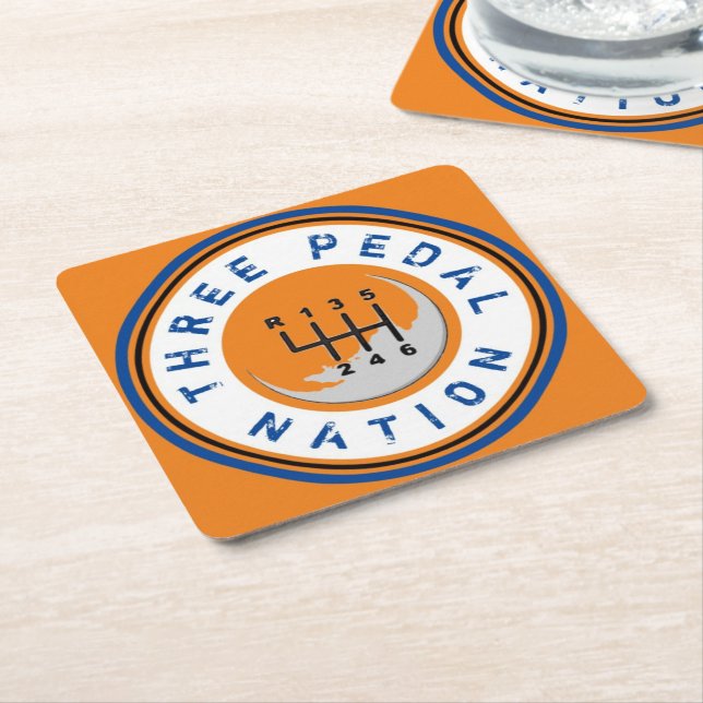 THREE PEDAL NATION SQUARE PAPER COASTER (Angled)