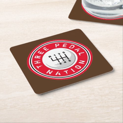 THREE PEDAL NATION SQUARE PAPER COASTER