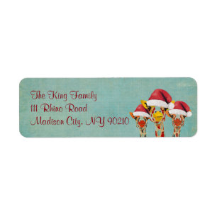 Three Peeking Giraffes Holiday Address Label