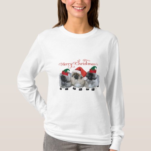 Three Pekingese Puppies Christmas T_Shirt