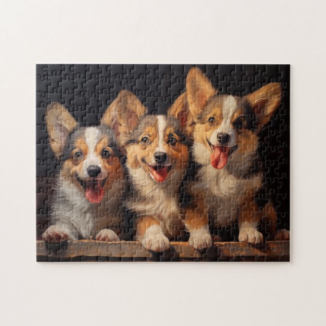 Three Pembroke Welsh Corgis Jigsaw Puzzle (Horizontal)