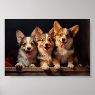 Three Pembroke Welsh Corgis Poster