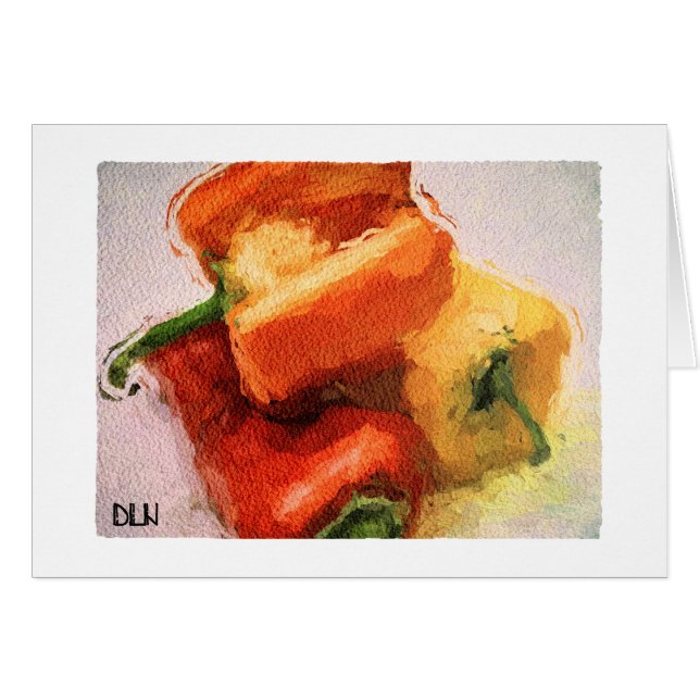 Three Peppers/Vegetables /Watercolor Look Cards (Front Horizontal)