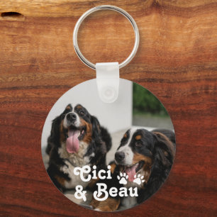 THREE Personalized Pets Photo Dog Paws Keychain