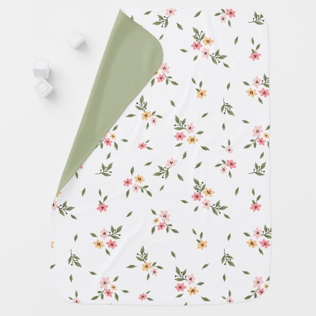 Three petite daisies modern flower baby blanket (In Situ)