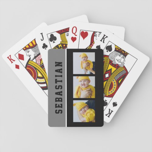 Three Photo And Text Personalized Custom Poker Cards
